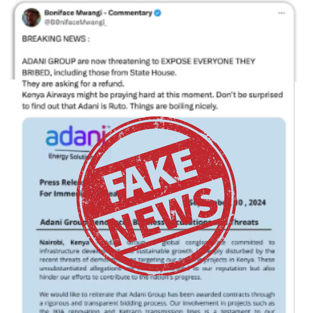 Adani Group unequivocally denied issuing any press release threatening Kenyan officials or protestors..